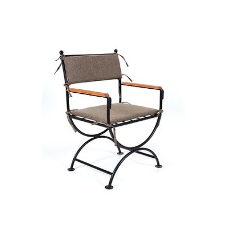 Wooden Arm Metal Cushioned Outdoor Metal Chair  mtd8345
