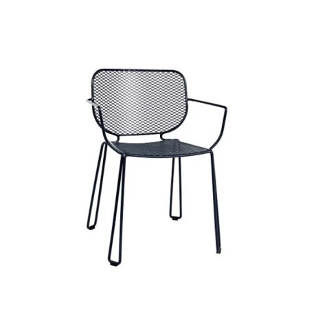 Outdoor Metal Chair With Black Wire Braided Arms mtd8356