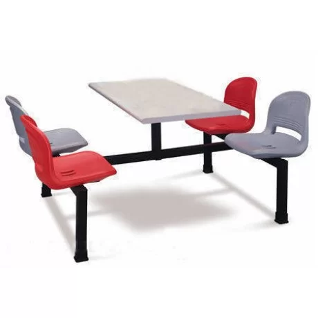 Bancs de groupe de café-restaurant en plastique de couleur gris-rouge avec sièges bmk6332