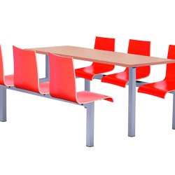 Kırmızı Renkli Altı Koltuklu Metal Kafe Restoran Grup Oturma Bankları bmk6337