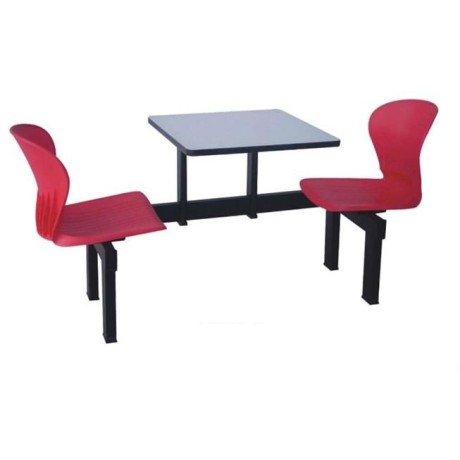 Red Color Two Seat Plastic Cafe Restaurant Group Seating Benches bmk6338