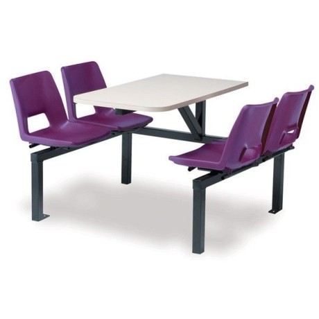 Plastic Cafe Restaurant Group Seating Benches with Purple Colored Seats bmk6341