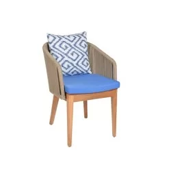 Chaise tressée et rembourrée beige avec pieds en bois  mtd8204
