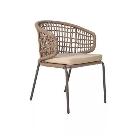 Beige chair with metal legs and braided arm and back  mtd8206