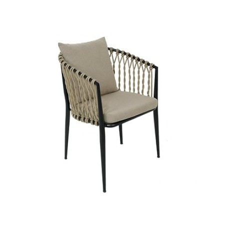 Metal-plated rope braided cushioned outdoor chair mtd8212