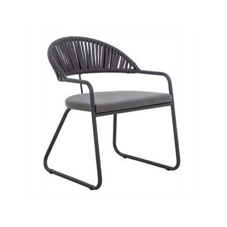 fixed cushioned outdoor metal chair with braided back  mtd8214