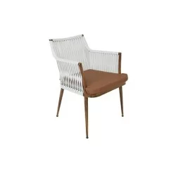 chaise d'extérieur rembourrée portable en aluminium tressé en corde blanche  mtd8220