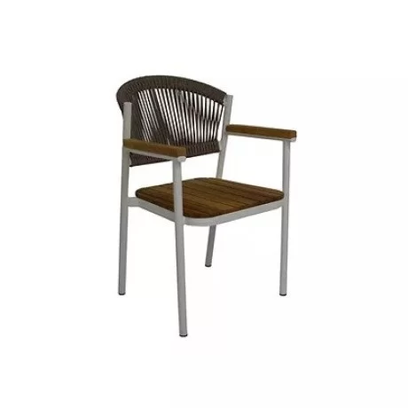Holzarm Holzsitz Metallstuhl im Freien  mtd8225