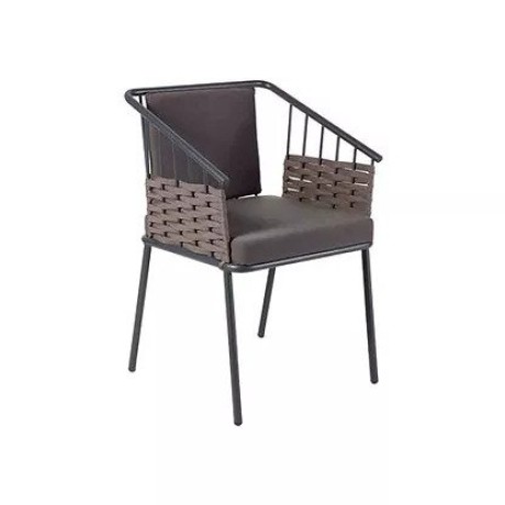 Upholstered wicker braided outdoor metal chair  mtd8227
