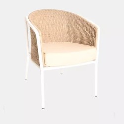 Бял алуминиев кремав плетен стол за открито  mtd8233