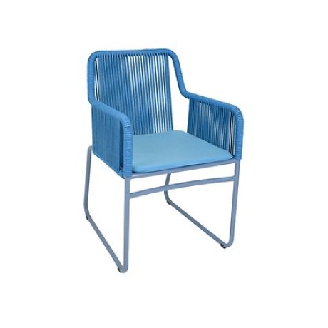 Mavi ip örgülü  mavi minderli dış mekan metal sandalye   mtd8236