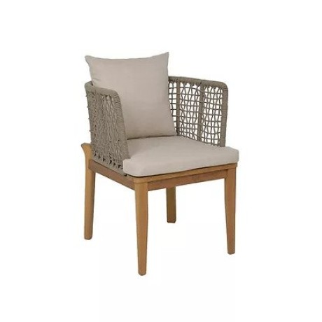 Cushioned outdoor metal chair with wooden legs  mtd8237