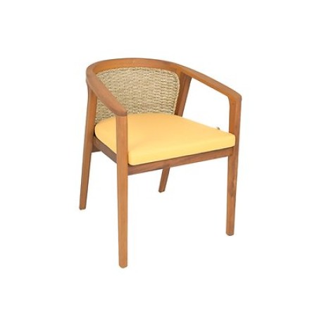 Wicker Back Detail Wooden Outdoor Metal Chair  mtd8246