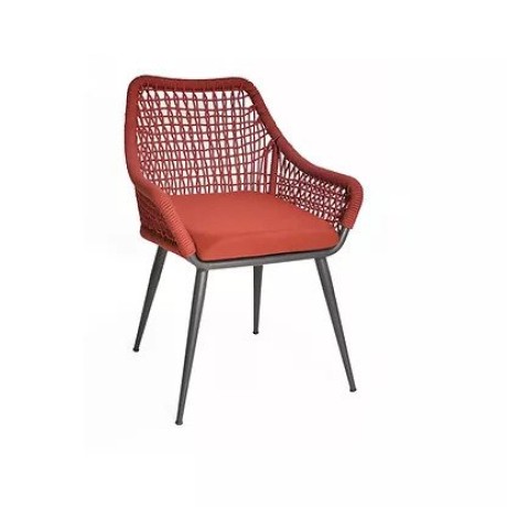 Kırmızı Hasır Örgü Dış Mekan Metal Sandalye  mtd8251