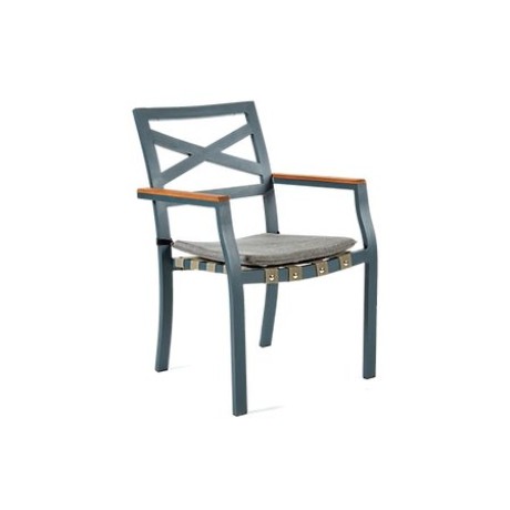 Klasik Ahşap Kollu Dış Mekan Metal Sandalye mtd8260