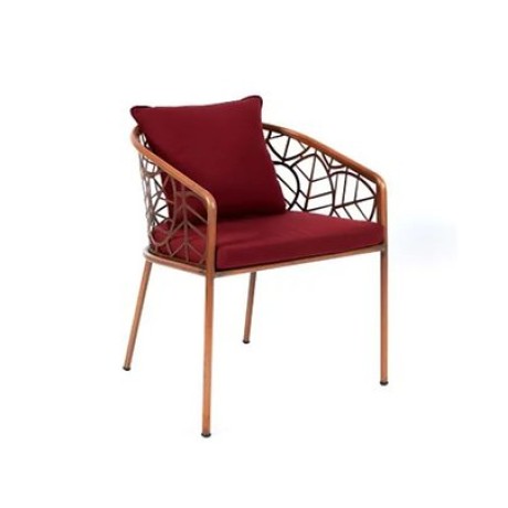 Gold Metal Red Cushioned Outdoor Metal Chair mtd8322