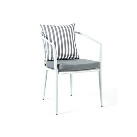 White Cushioned Outdoor Metal Chair with Arms  mtd8341