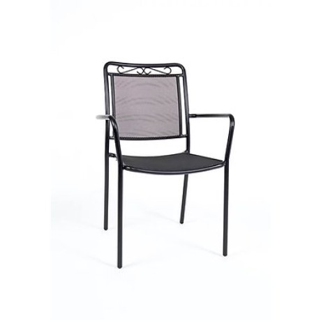 Black Back Mesh Detail Outdoor Metal Chair with Arms mtd8340