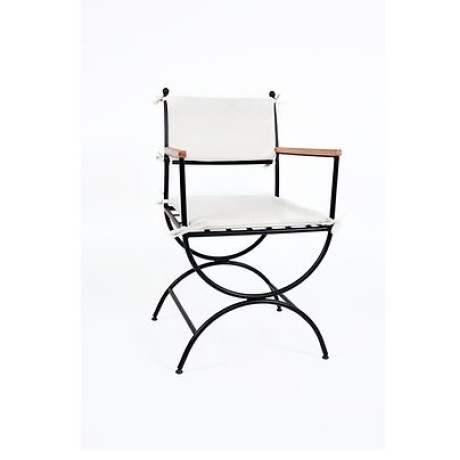 Wooden Arm Metal Cushioned Outdoor Metal Chair  mtd8345