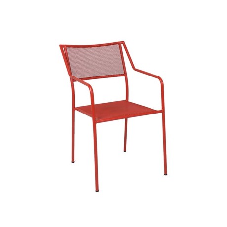 Red Outdoor Metal Chair with Mesh Arms mtd8353