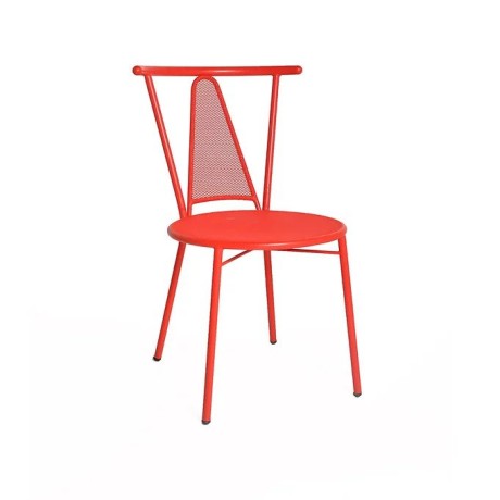 Red Oval Armless Outdoor Metal Chair mtd8363