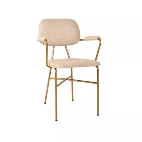 Gold metal upholstered chair with cross legs mti7440