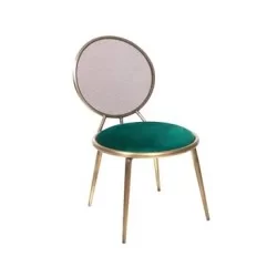 Chaise d'intérieur rembourrée fixe en métal ovale verte mti7451