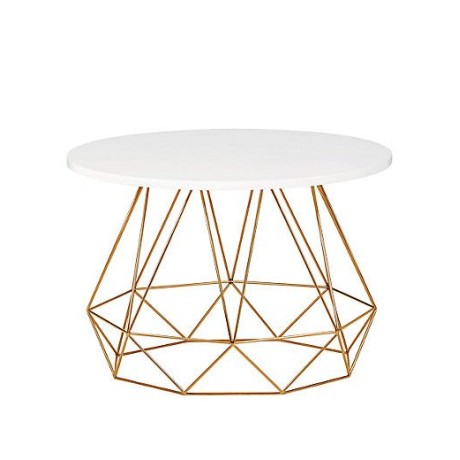 Brass Coated Stainless Octagonal Base White Color Outdoor Marble Table brs3703