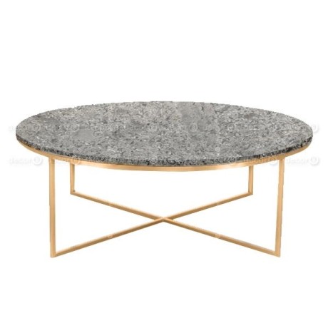 Brass Coated Stainless X Base Gray Color Outdoor Marble Table brs3709