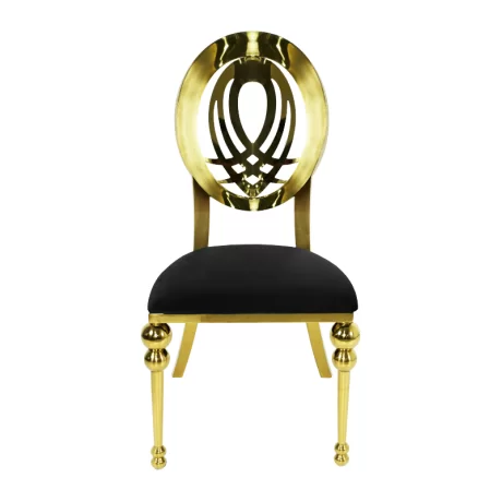 Chaise en Acier inoxydable de Couleur Noire Extérieure Plaquée Laiton à motifs pts 7002