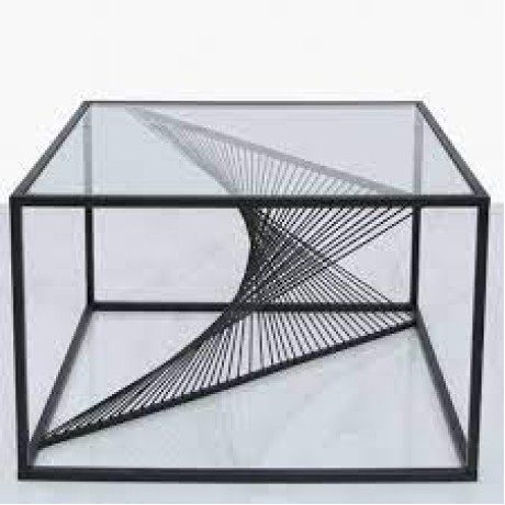 Stainless Outdoor Black Square Glass Wire Table prs9727