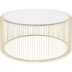 Brass Coated Stainless White Marble Flat Leg Outdoor Wire Table prs9690