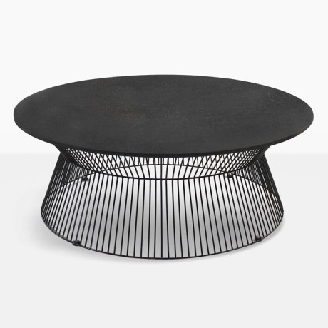 Brass Coated Stainless Black Marble Oval Base Outdoor Wire Table prs9713