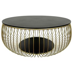 Tavolinë me tela të jashtme me tunxh të kromuar, ngjyrë të zezë, të rrumbullakët, lam, prs9685 Tavolinë me tela të jashtme me tunxh të kromuar, ngjyrë të zezë, të rrumbullakët, lam, prs9685