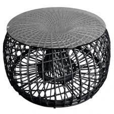 Stainless Black Base Round Glass Outdoor Wire Table prs9717
