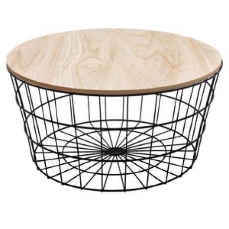 Brown Wooden Round Compact Outdoor Wire Table With Stainless Legs prs9693