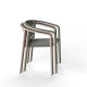 Thin upholstered Stackable Chair met4258 with metal accents