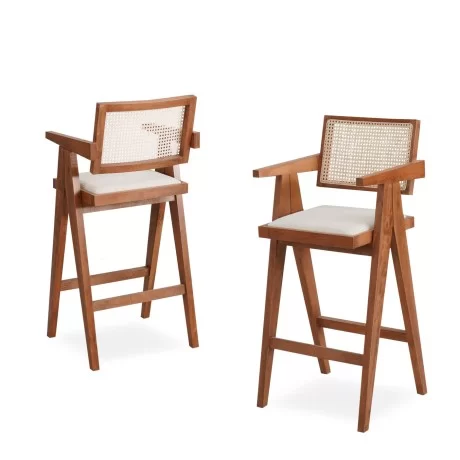 Chaise de bar en bois à demi-bras
