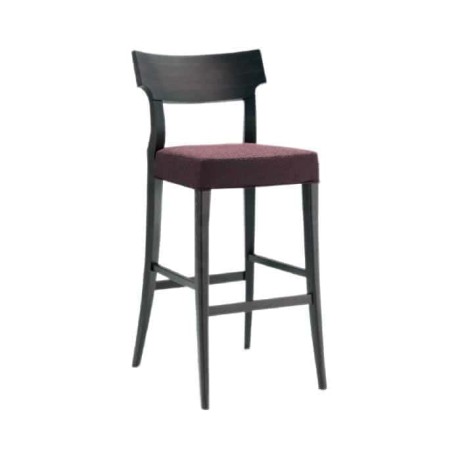 Modern Wooden Bar Chair with Plum Fabric