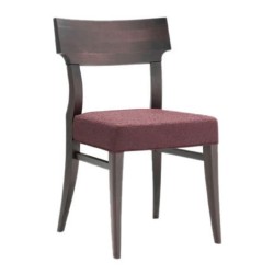 Ahşap Ceviz Renkli Mürdüm Kumaşlı  Restoran Sandalyesi