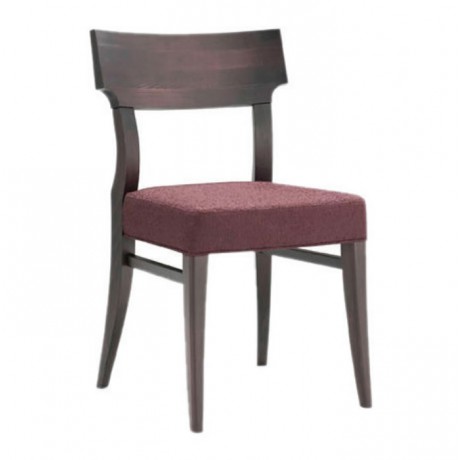 Walnut chair with plum fabric upholstery