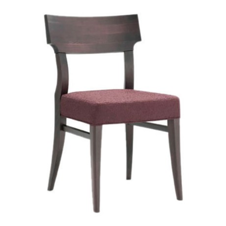 Walnut chair with plum fabric upholstery