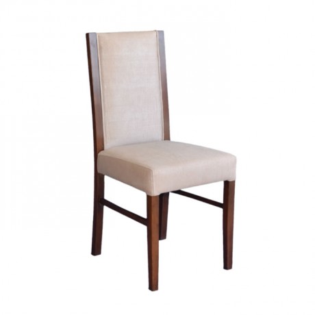 Beige Leather Wooden Modern Armchair