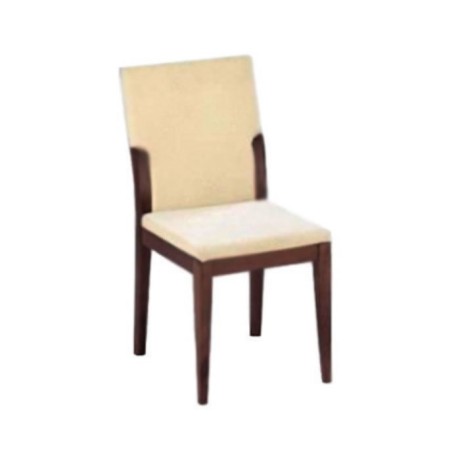 Beige Fabricated Dark Walnut Painted Modern Armchair