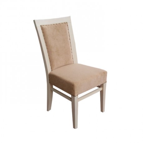 White Dyed Hotel Chair with Beige Fabric