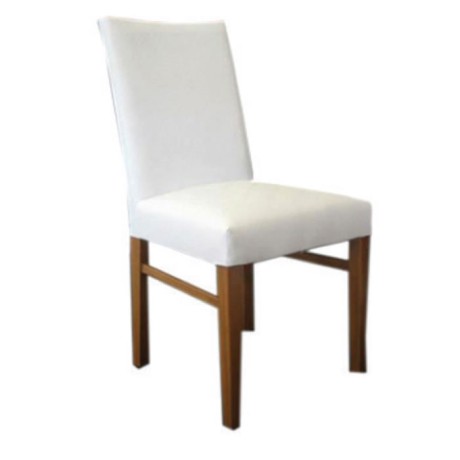 White Leather Wooden Painted Armchair