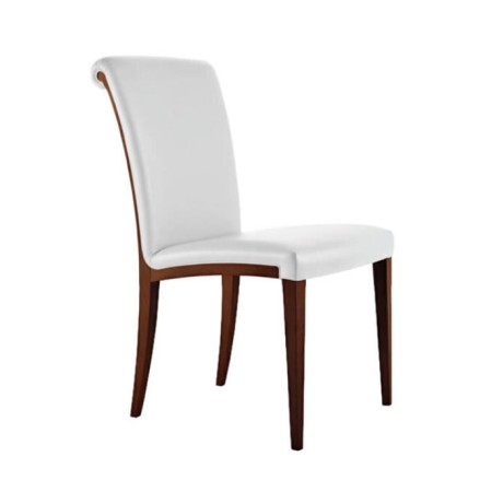 White Leather Upholstered Antiqued Painted Modern Cafe Chair