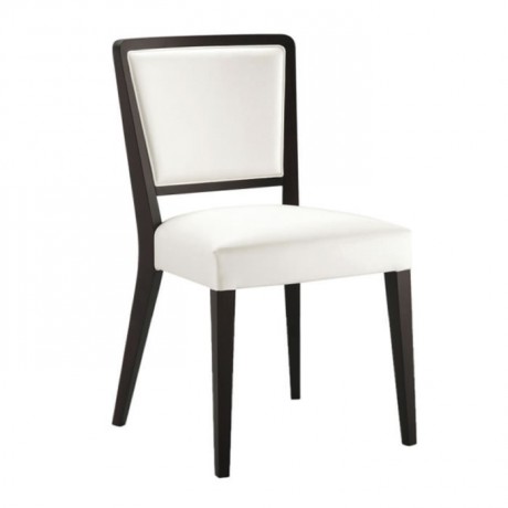 Black Painted Hotel Chair Upholstered with White Leather-msaf24