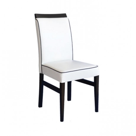 Beyaz Deri Döşemeli Siyah Fitilli Cafe Sandalyesi