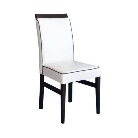 Black cafe chair with white leather upholstery